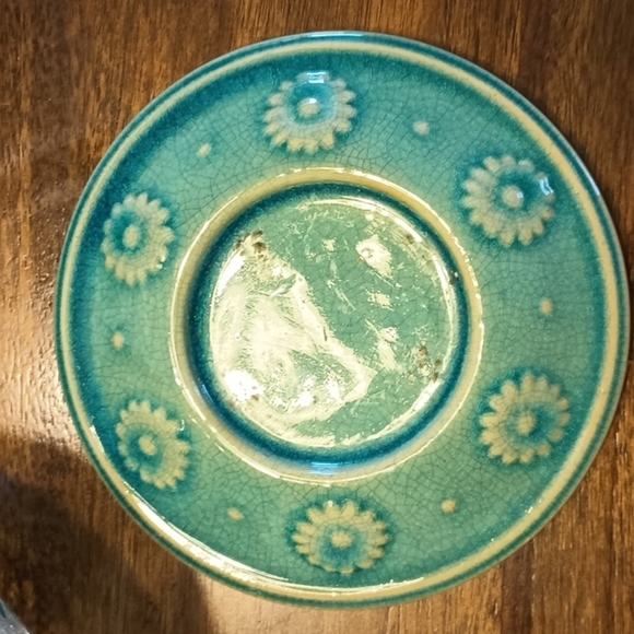 Crackled glass globe with ceramic stand - Picture 7 of 8